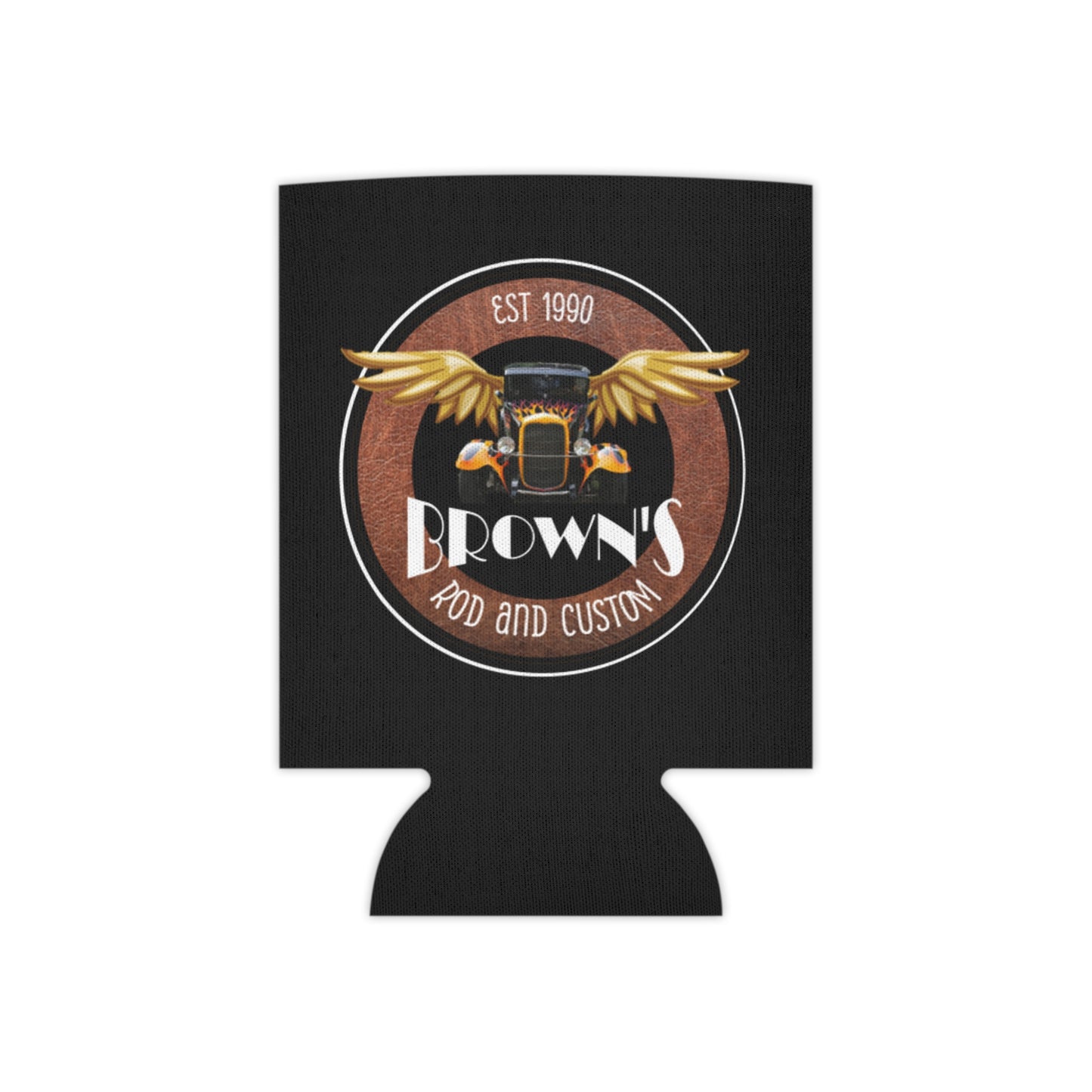 Original LOGO Brown's Rod & Custom Can Cooler