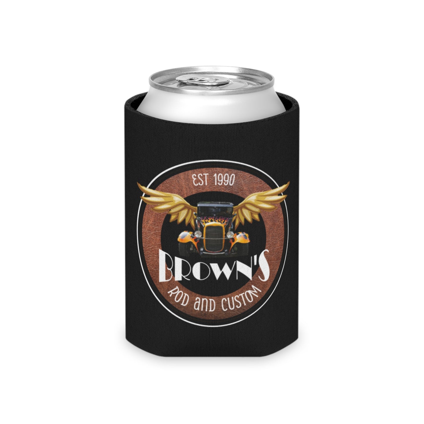 Original LOGO Brown's Rod & Custom Can Cooler