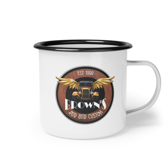 Original LOGO Brown's Rod and Custom Enamel Camp Mug